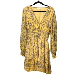 Floral dress long sleeve yellow dress